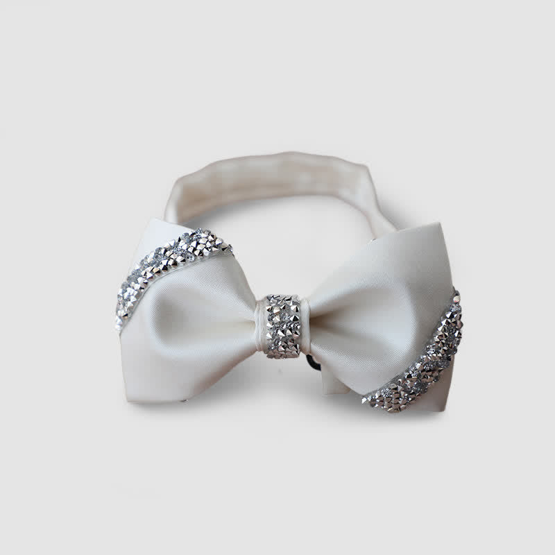Men's Classic Rhinestone Embellished Bow Tie - White - image 3