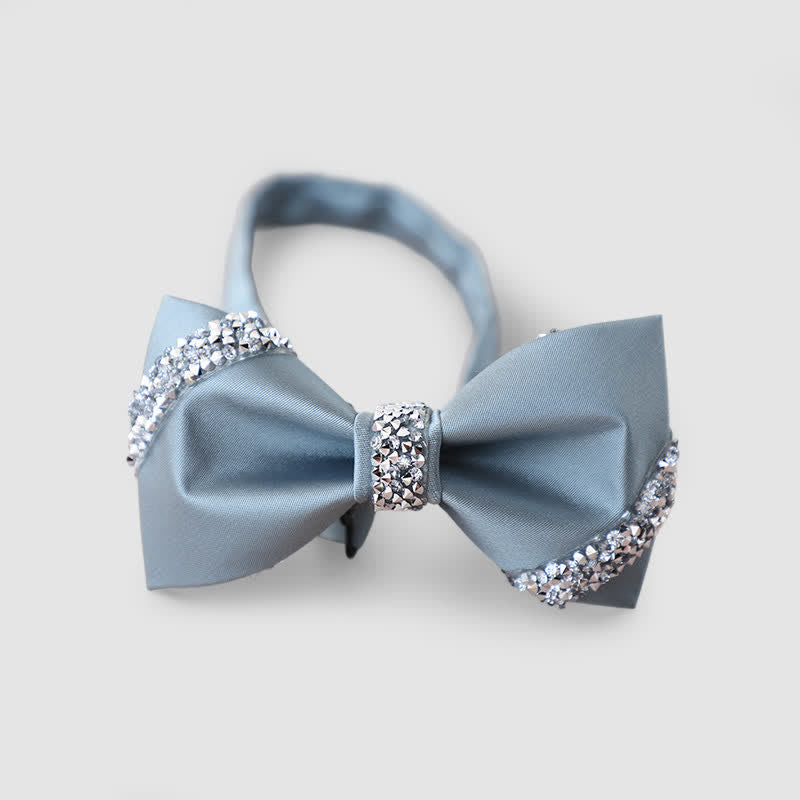 Men's Classic Rhinestone Embellished Bow Tie - Light Gray - image 7