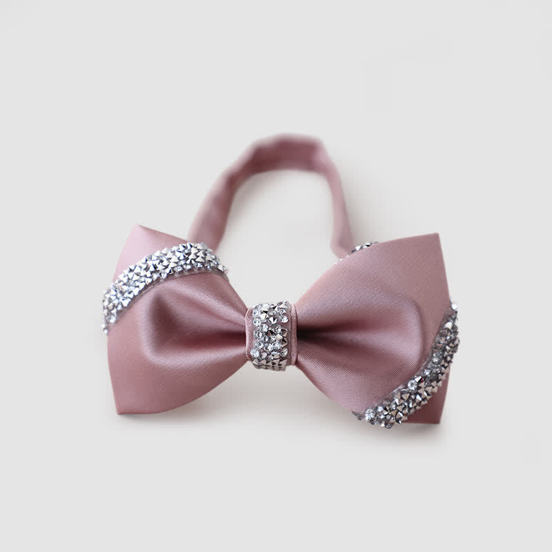 Men's Classic Rhinestone Embellished Bow Tie - Pink - image 8