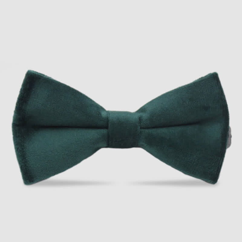 Men's Solid Color Formal Velvet Bow Tie - DarkGreen - image 2