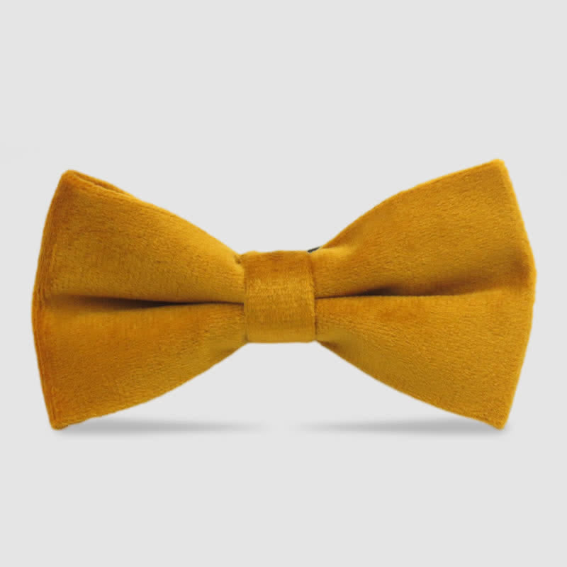 Men's Solid Color Formal Velvet Bow Tie - Yellow - image 11