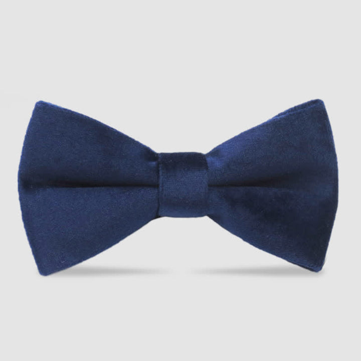 Men's Solid Color Formal Velvet Bow Tie - Navy - image 3
