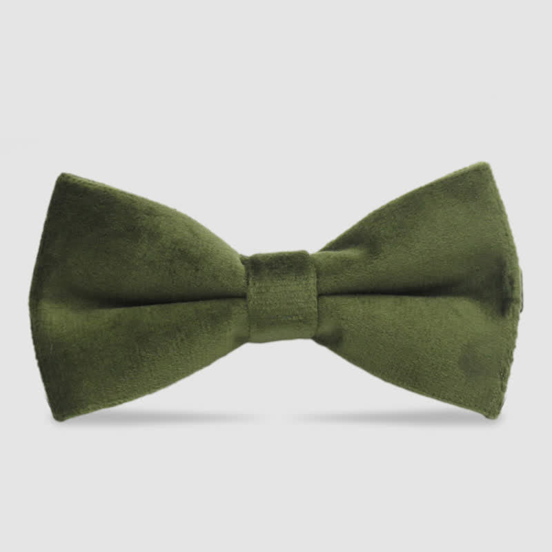Men's Solid Color Formal Velvet Bow Tie - OliveDrab - image 4