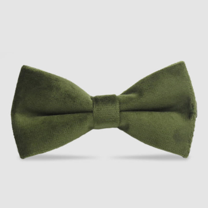 Men's Solid Color Formal Velvet Bow Tie - OliveDrab - image 4