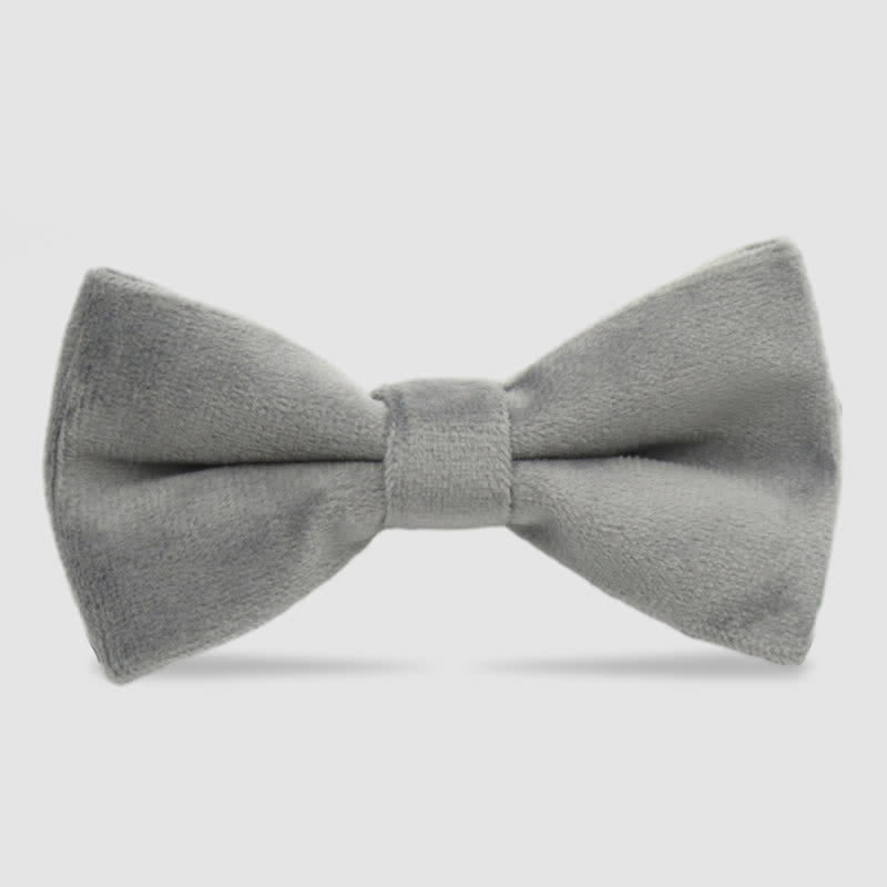 Men's Solid Color Formal Velvet Bow Tie - Gray - image 9