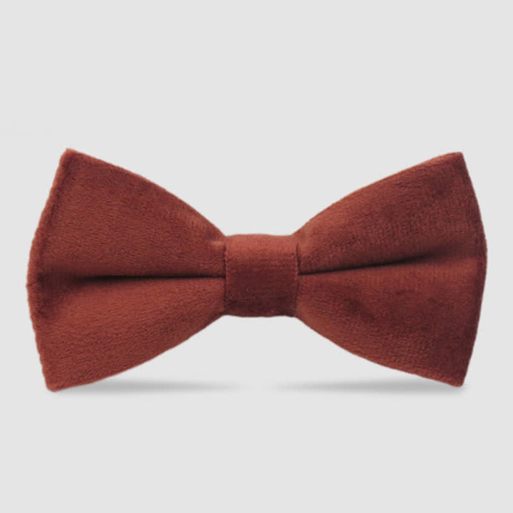 Men's Solid Color Formal Velvet Bow Tie - Brown - image 12