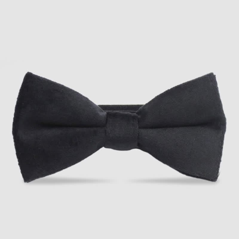 Men's Solid Color Formal Velvet Bow Tie - Black - image 8
