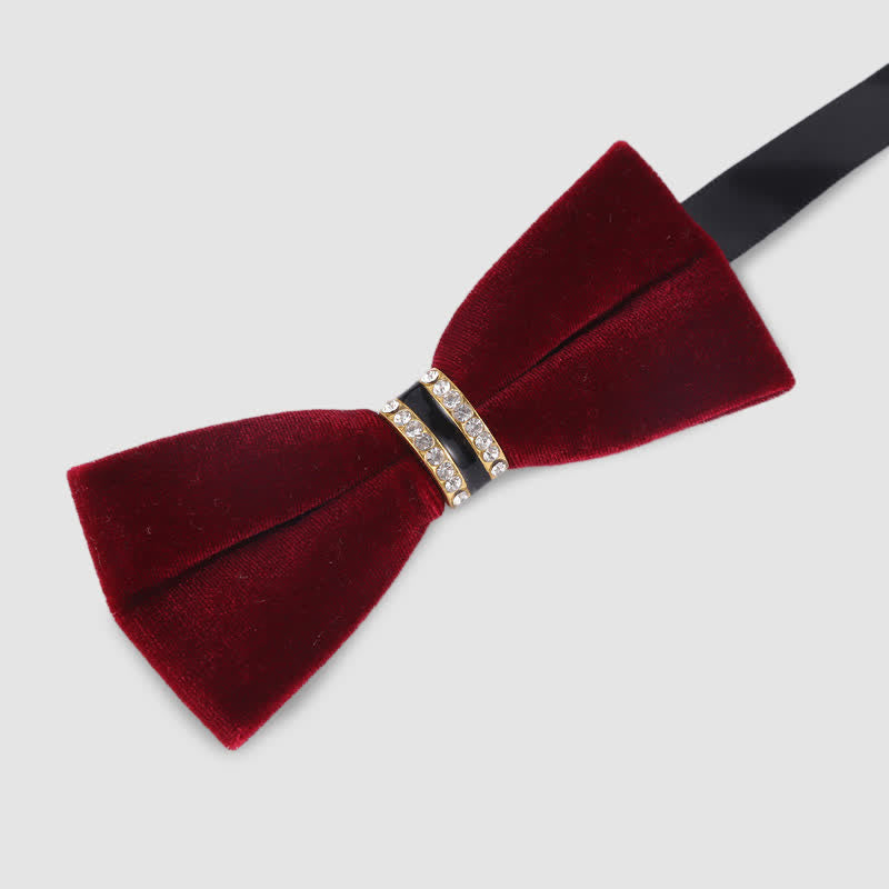 Men's Luxury Crystal Velvet Plain Bow Tie