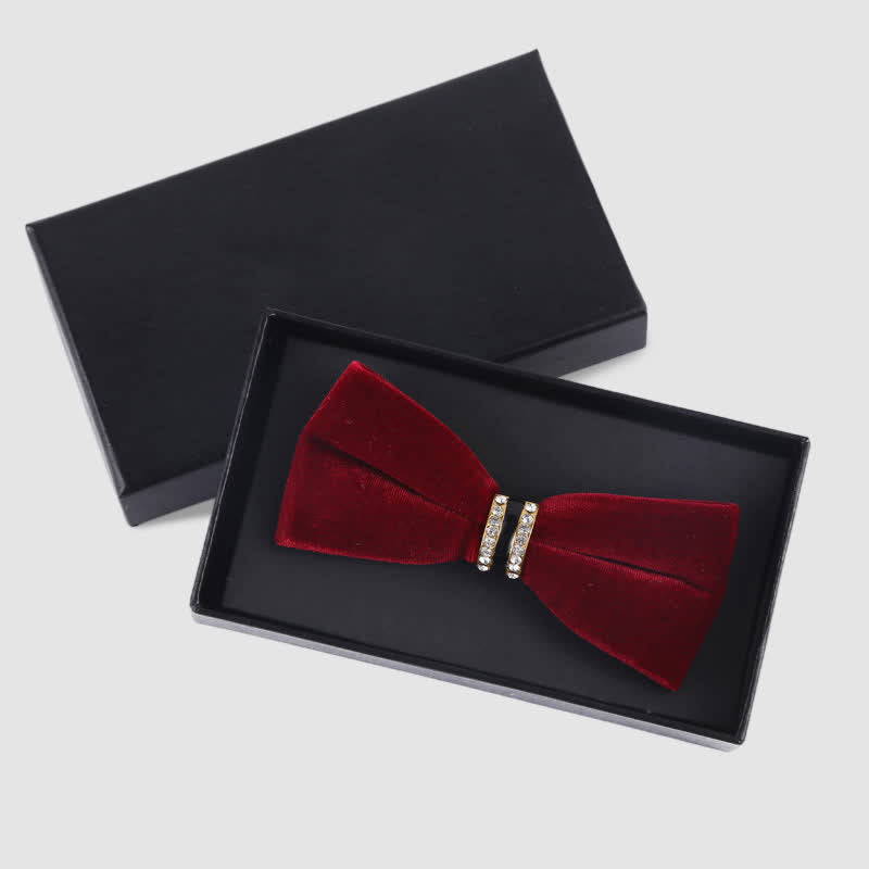Men's Luxury Crystal Velvet Plain Bow Tie - image 2