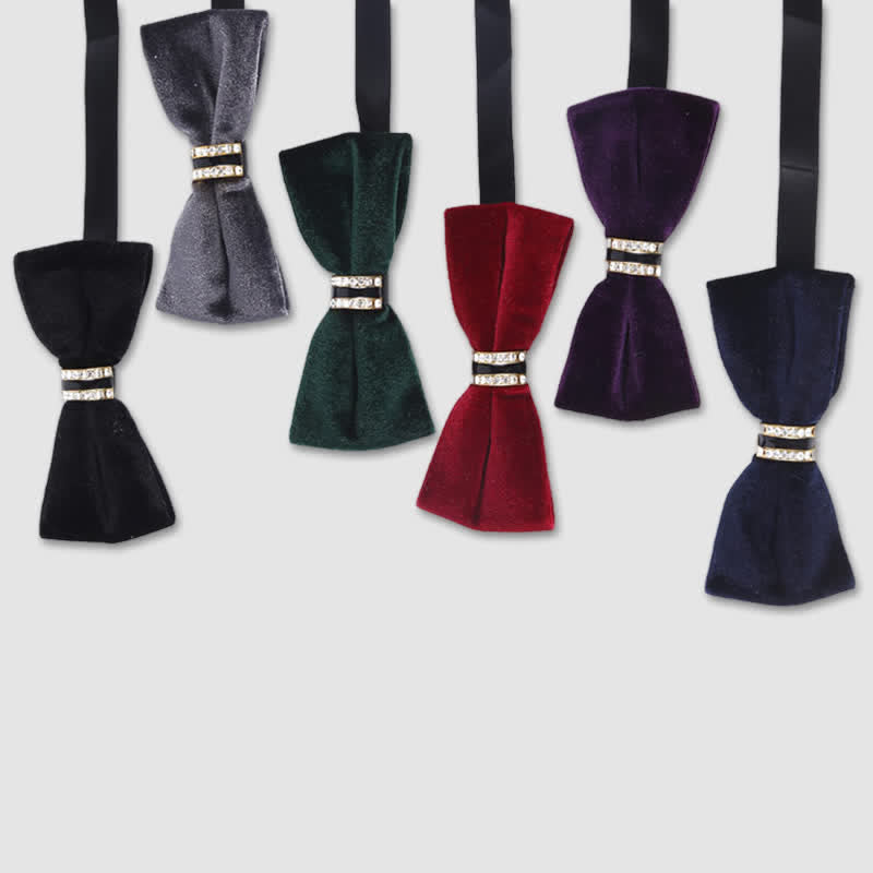 Men's Luxury Crystal Velvet Plain Bow Tie - image 1