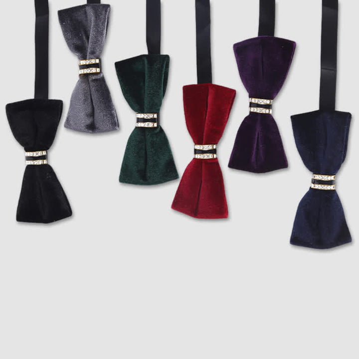 Men's Luxury Crystal Velvet Plain Bow Tie - image 1