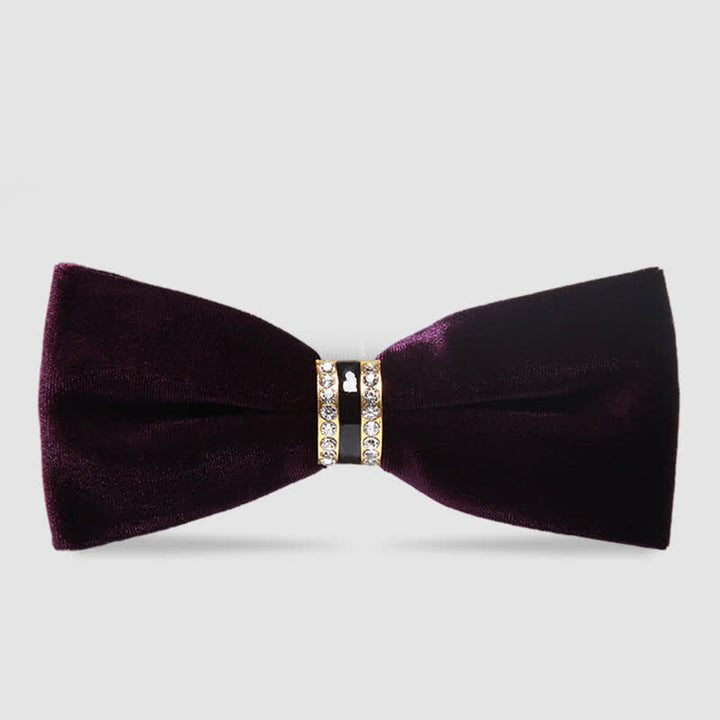 Men's Luxury Crystal Velvet Plain Bow Tie - Purple - image 5