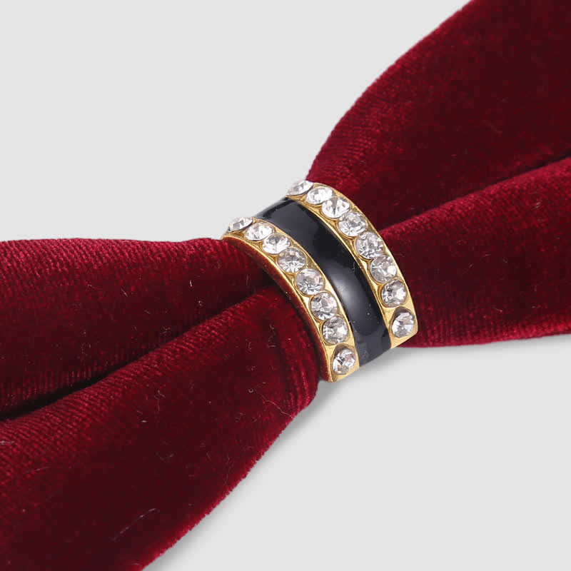 Men's Luxury Crystal Velvet Plain Bow Tie