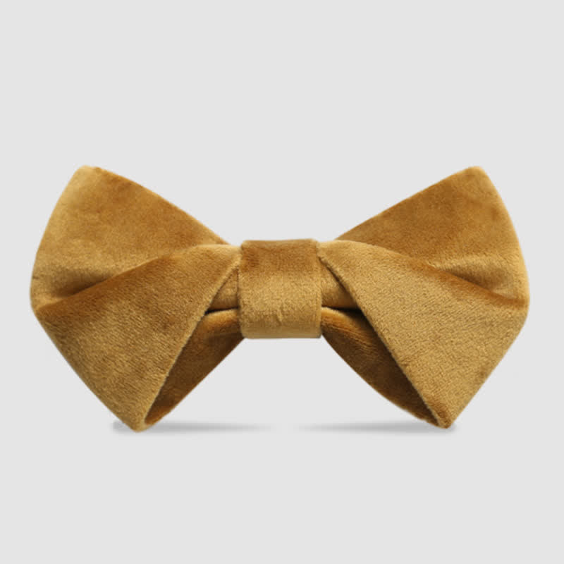 Men's Stylish Twist Velvet Bow Tie - Yellow - image 7