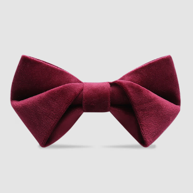Men's Stylish Twist Velvet Bow Tie - Burgundy - image 0