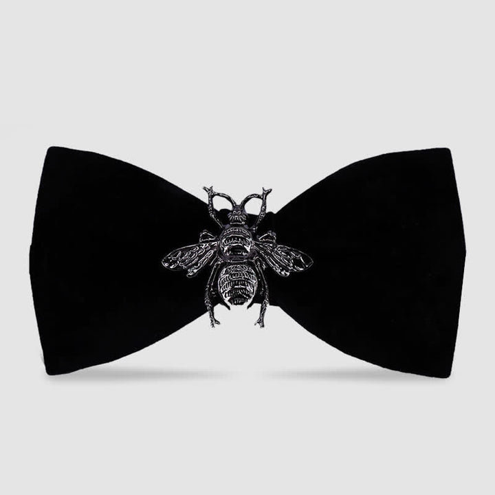 Men's Insect Bee Velvet Bow Tie - All Black - image 2