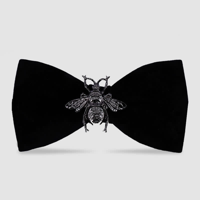 Men's Insect Bee Velvet Bow Tie - All Black - image 2