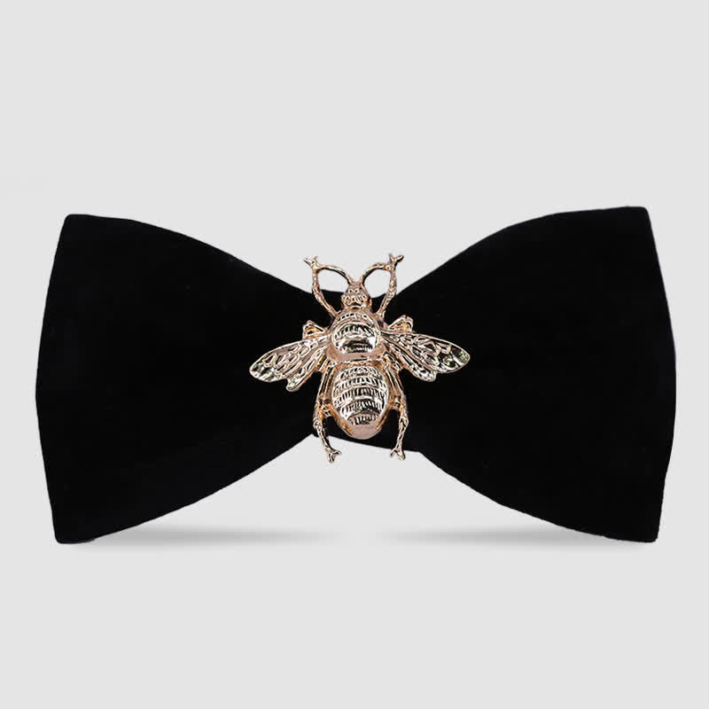 Men's Insect Bee Velvet Bow Tie - Black & Gold - image 3