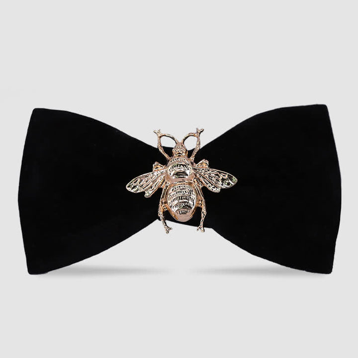 Men's Insect Bee Velvet Bow Tie - Black & Gold - image 3