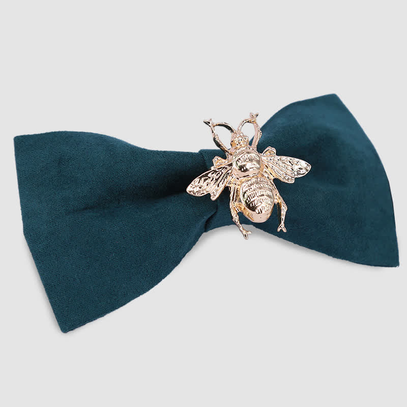 Men's Insect Bee Velvet Bow Tie - Green & Gold - image 1