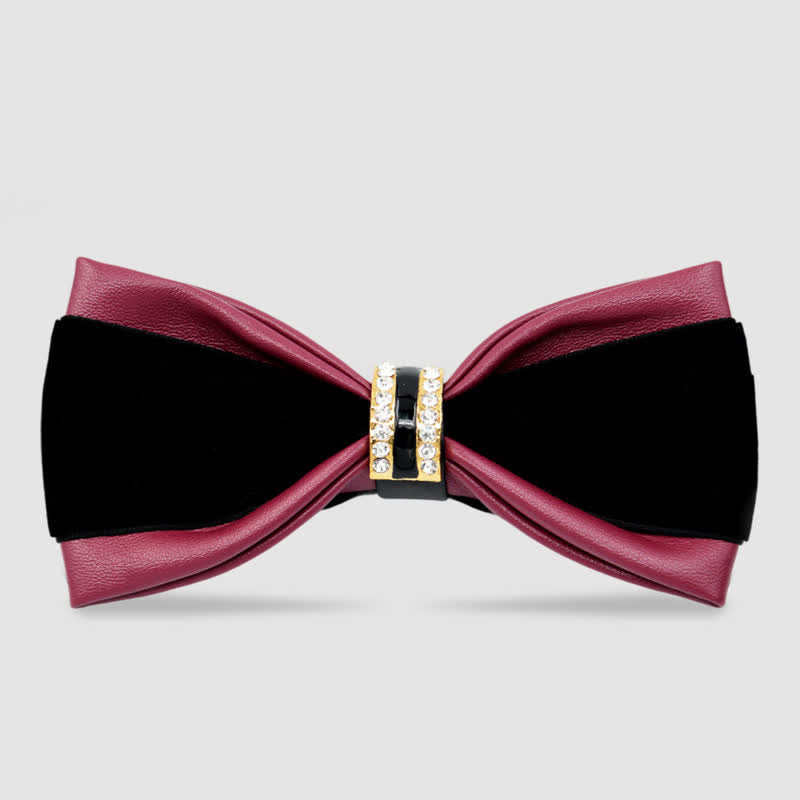 Men's Noble Classy Leather Bow Tie - Burgundy - image 7