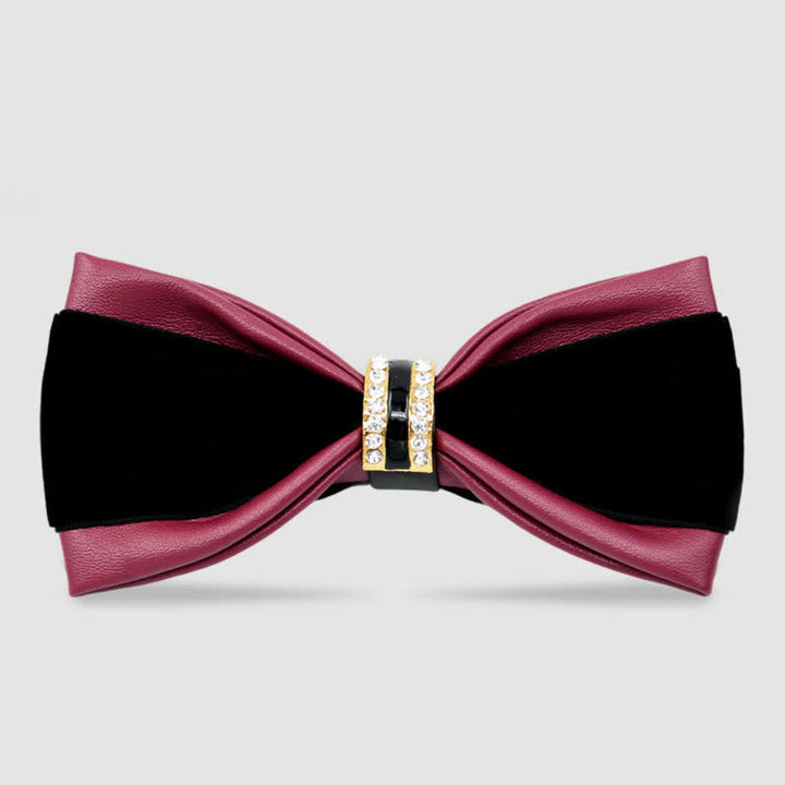 Men's Noble Classy Leather Bow Tie - Burgundy - image 7