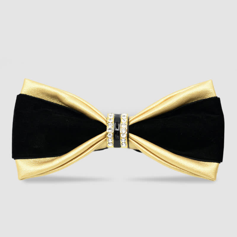 Men's Noble Classy Leather Bow Tie - Gold - image 4