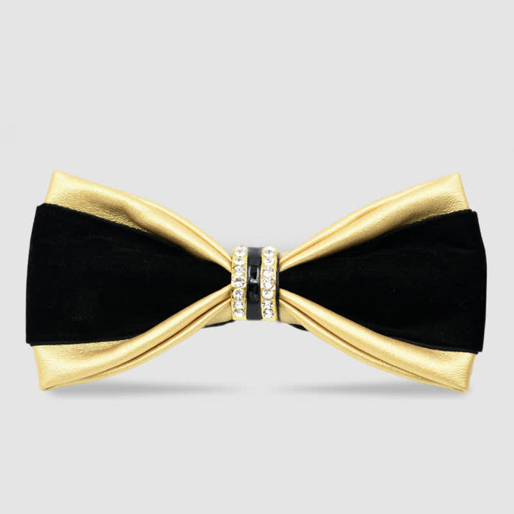 Men's Noble Classy Leather Bow Tie - Gold - image 4