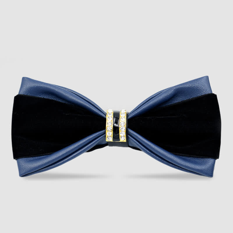 Men's Noble Classy Leather Bow Tie - Blue - image 0