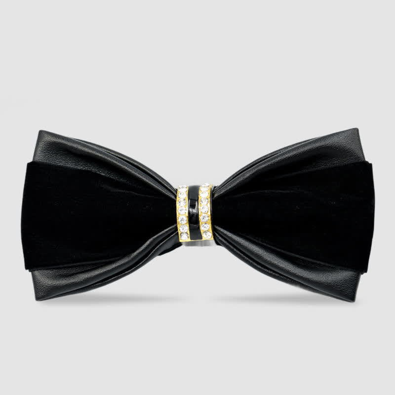 Men's Noble Classy Leather Bow Tie - Black - image 3