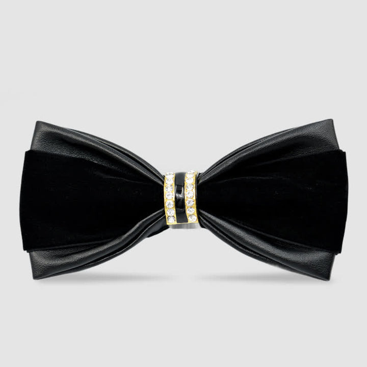 Men's Noble Classy Leather Bow Tie - Black - image 3