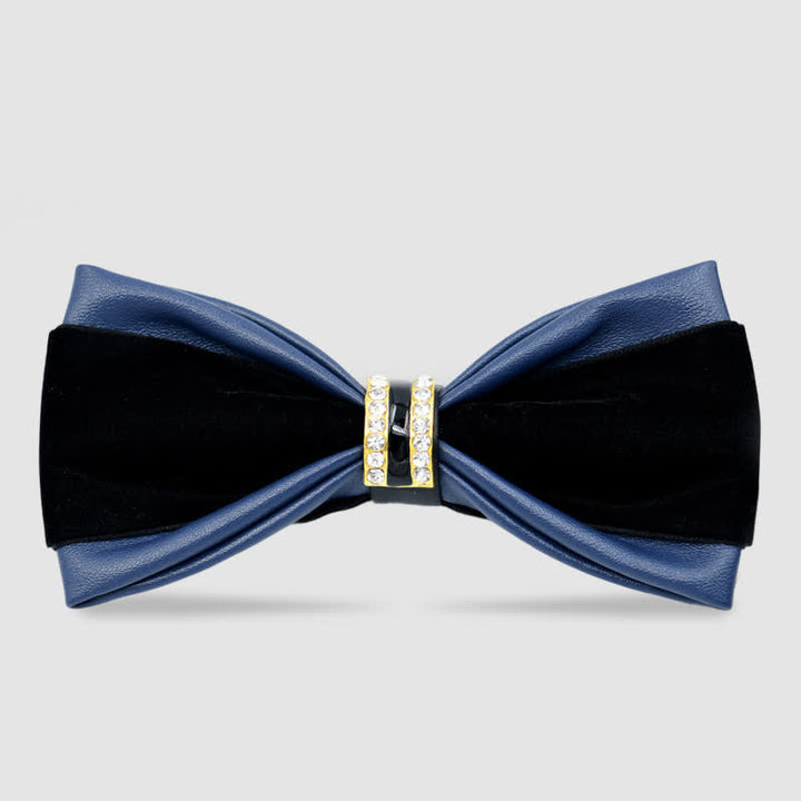 Men's Noble Classy Leather Bow Tie - Blue - image 0