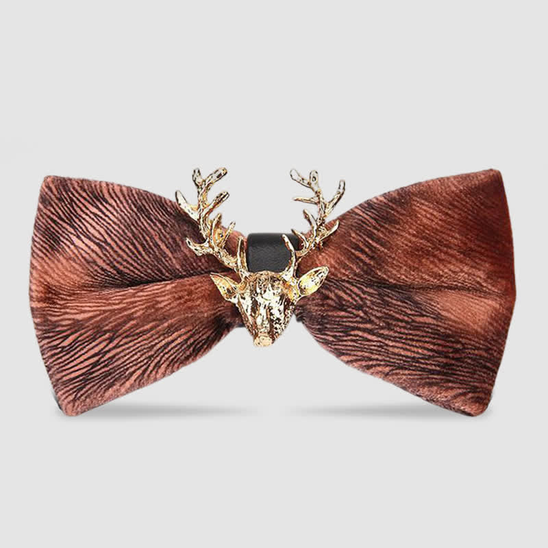 Men's Reindeer Head Velvet Bow Tie - Brown Vein - image 17