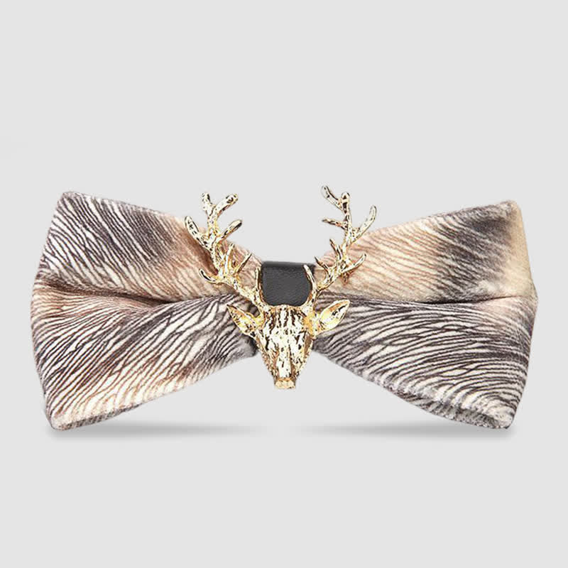 Men's Reindeer Head Velvet Bow Tie - Champagne Vein - image 18