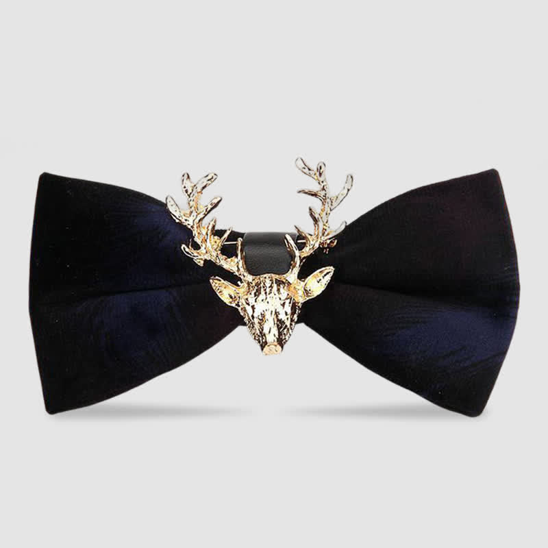 Men's Reindeer Head Velvet Bow Tie - Darkblue Feather - image 20