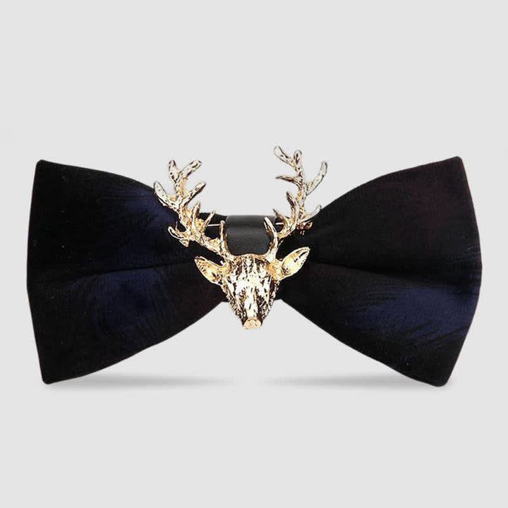 Men's Reindeer Head Velvet Bow Tie - Darkblue Feather - image 20