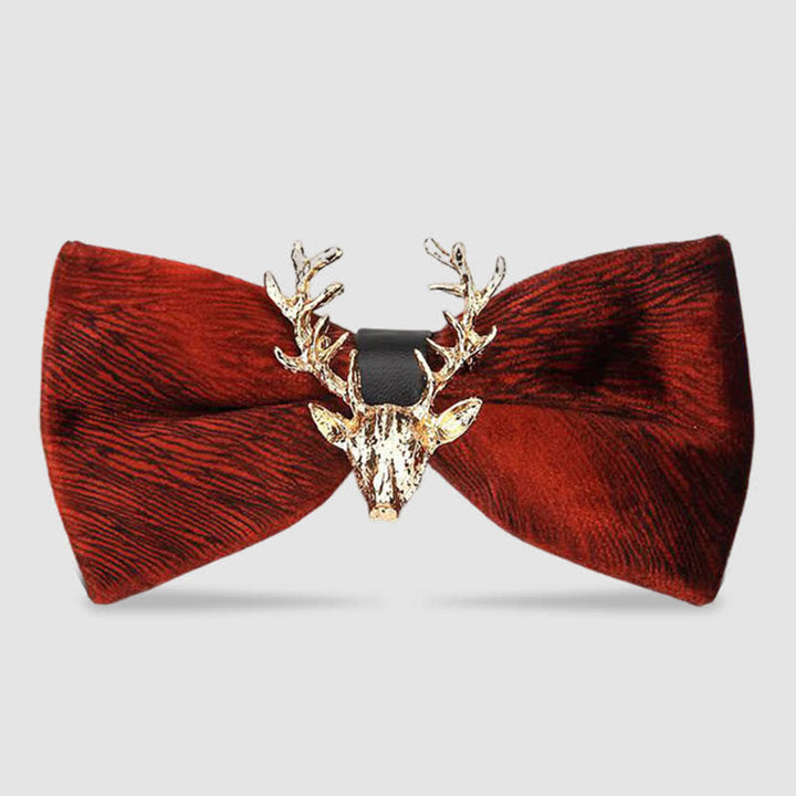 Men's Reindeer Head Velvet Bow Tie - Crimson Vein - image 16