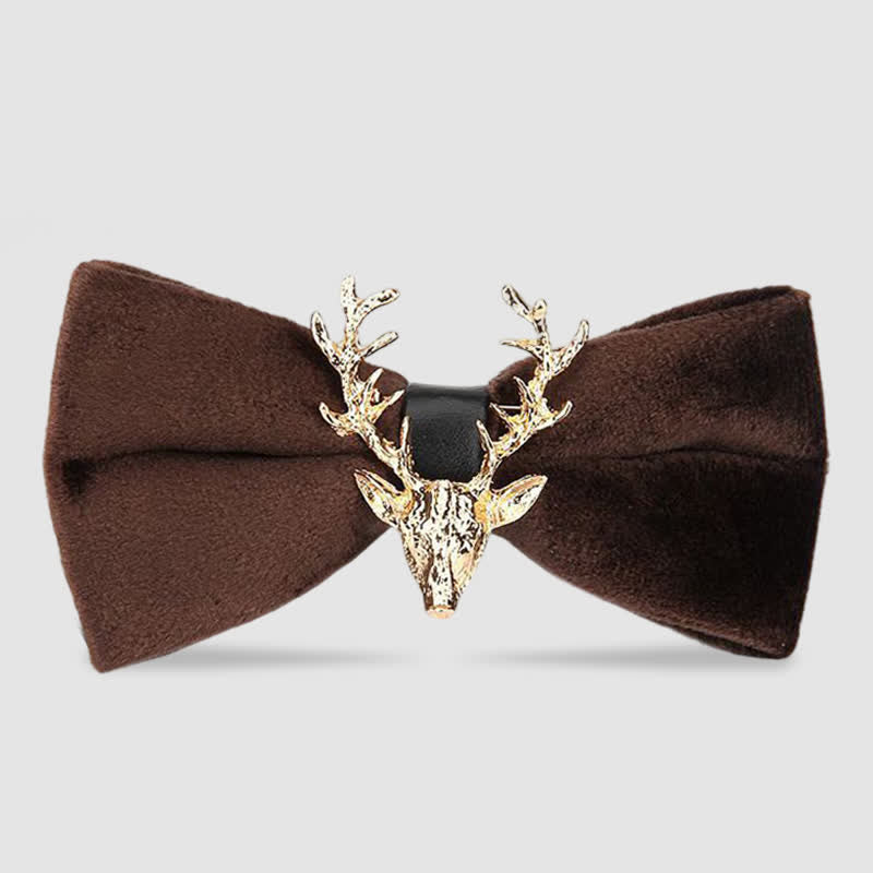 Men's Reindeer Head Velvet Bow Tie - Coffee - image 9