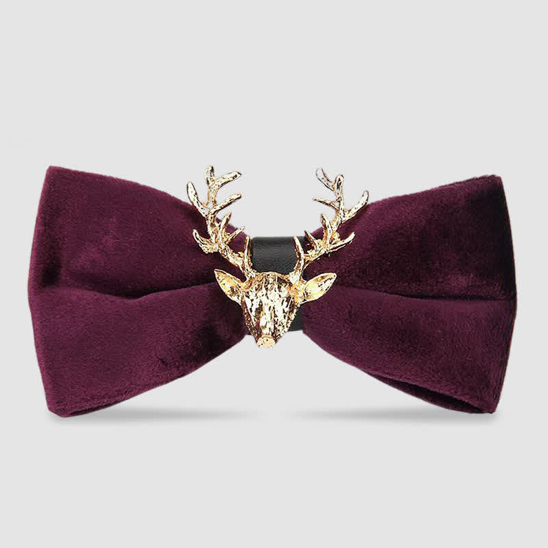 Men's Reindeer Head Velvet Bow Tie - Purple - image 8