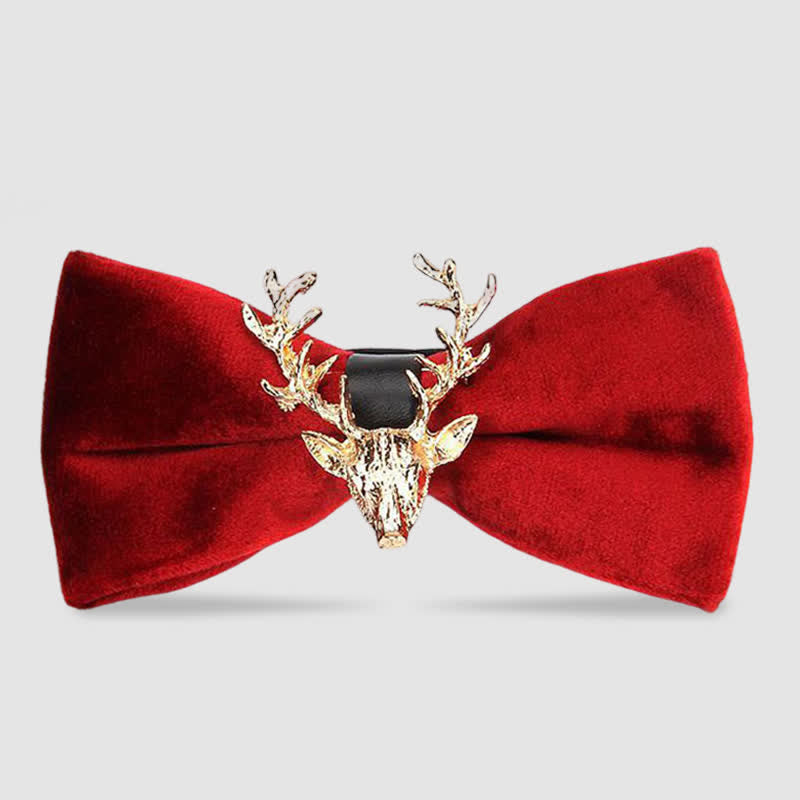 Men's Reindeer Head Velvet Bow Tie - Red - image 7