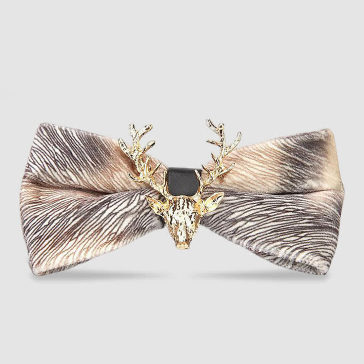Men's Reindeer Head Velvet Bow Tie - Champagne Vein - image 18