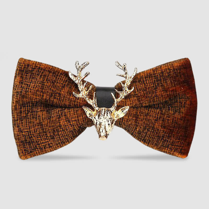 Men's Reindeer Head Velvet Bow Tie