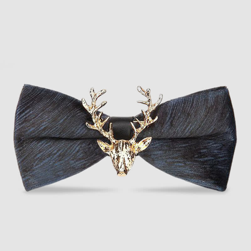 Men's Reindeer Head Velvet Bow Tie - Gray Vein - image 15
