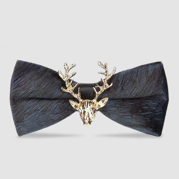 Men's Reindeer Head Velvet Bow Tie - Gray Vein - image 15