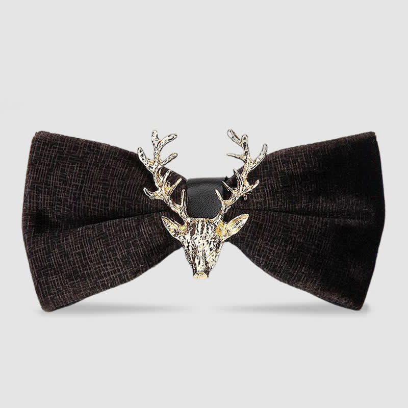 Men's Reindeer Head Velvet Bow Tie