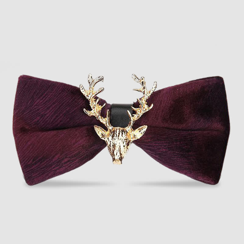 Men's Reindeer Head Velvet Bow Tie - Purple Vein - image 13