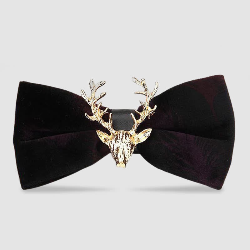 Men's Reindeer Head Velvet Bow Tie