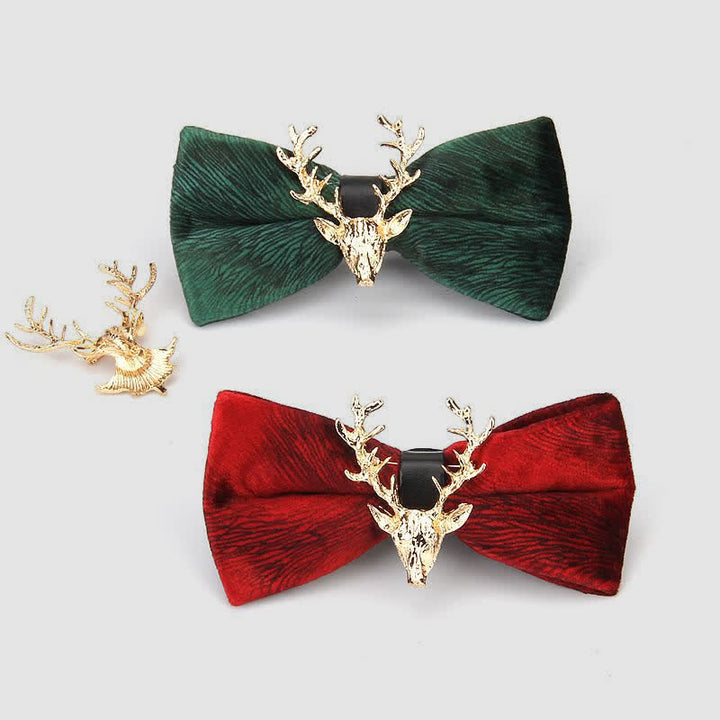 Men's Reindeer Head Velvet Bow Tie