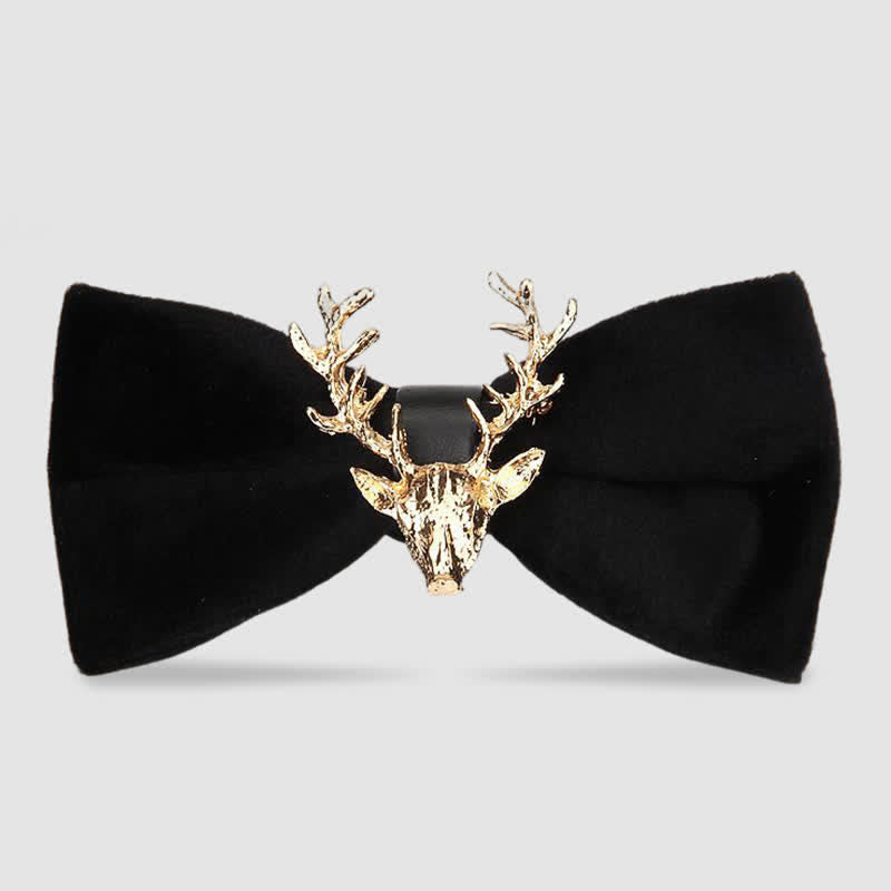 Men's Reindeer Head Velvet Bow Tie - Black - image 4