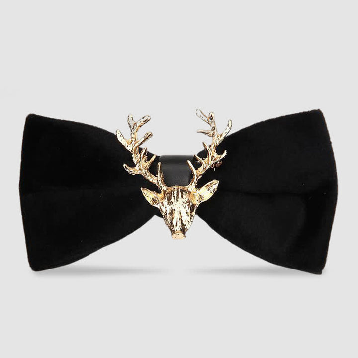 Men's Reindeer Head Velvet Bow Tie - Black - image 4